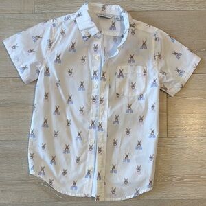 White Bunny Print Boys Shirt